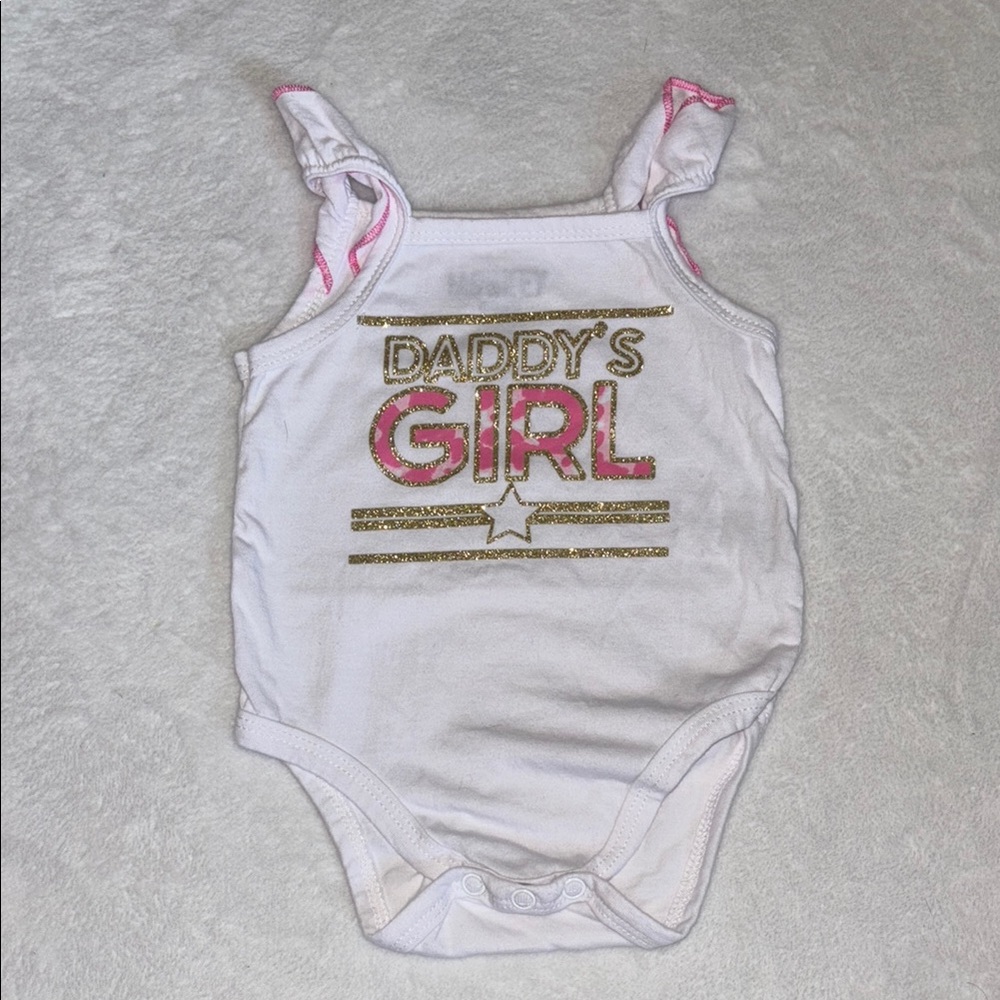 (3 for $10) monkey bars Daddy's Girl White and Pink One Piece bodysuit
